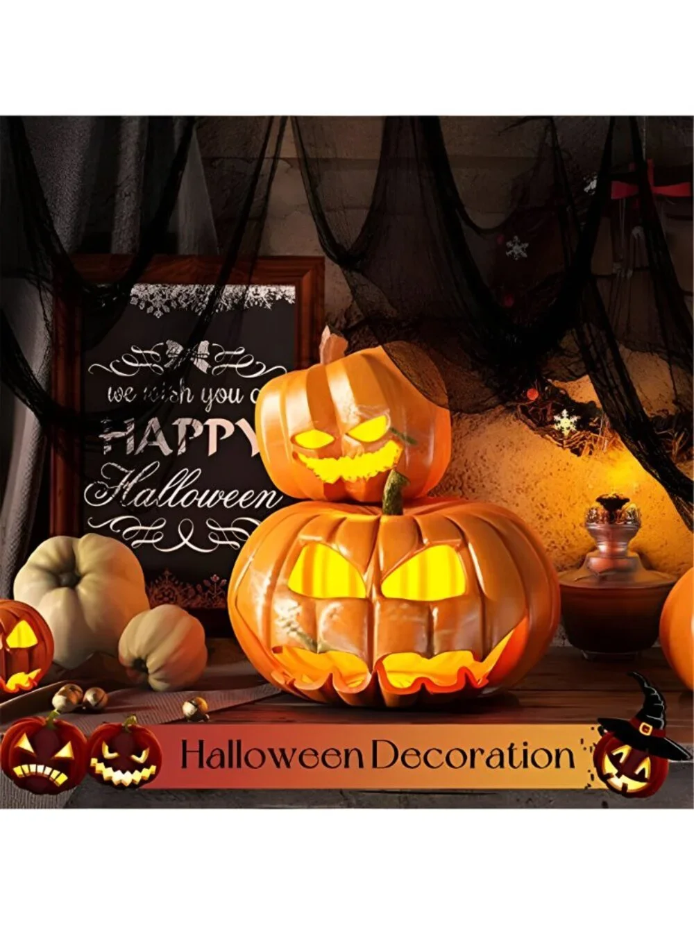 6 Pack Black Halloween Creepy Cloth, 30 x 72 Inch - Yobbai
